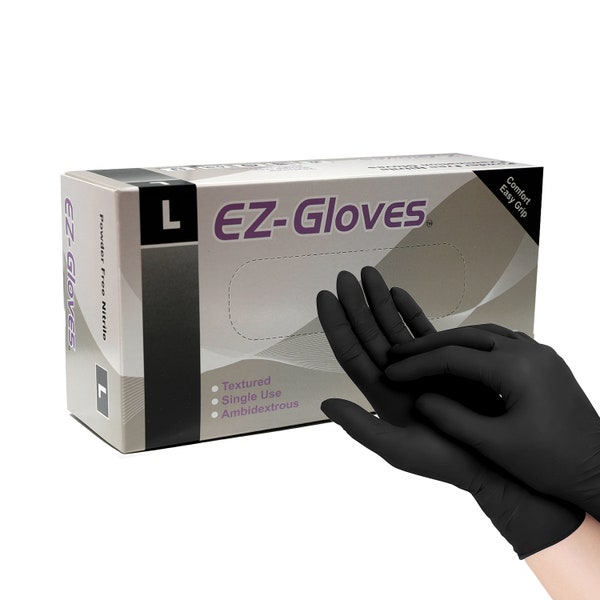 100 Pack Saver Black Nitrile Gloves, Latex Free, Powder Free, 5.5 Mil Thickness, Stretch, Disposable (Bulk Discounts)