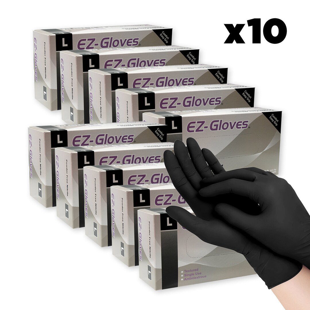 1000 Pack Saver Black Nitrile Gloves, Latex Free, Powder Free, 5.5 Mil Thickness, Stretch