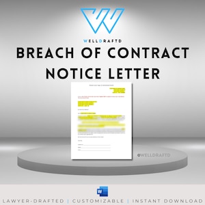 Breach of Contract Notice Letter Template | Lawyer-Drafted