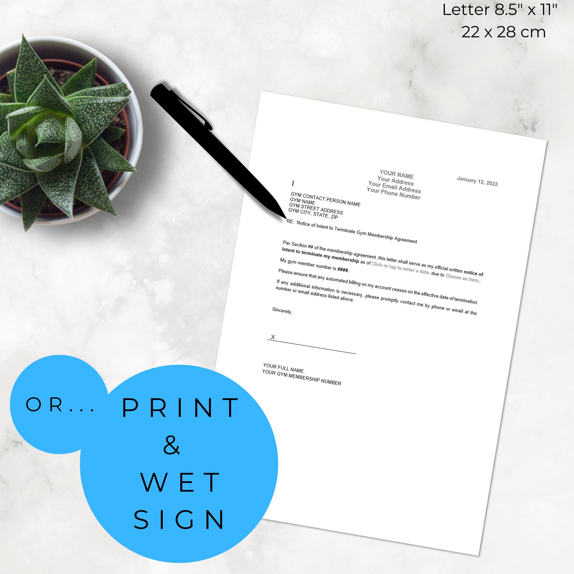 Gym Membership Cancellation Letter Template | Lawyer-drafted - Etsy