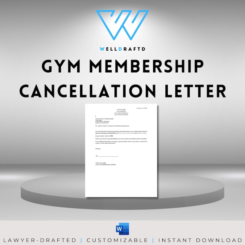 Gym Membership Cancellation Letter Template Lawyerdrafted Etsy