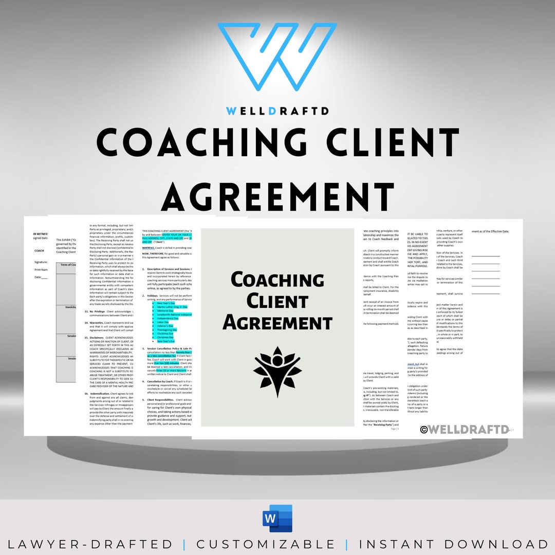 Coaching Client Agreement Template Lawyer-drafted - Etsy