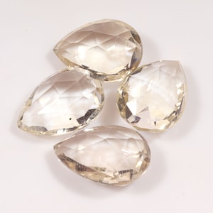 Top Quality 100% Natural Crystal Quartz  Pear Shape Faceted Loose Gemstone 4 Pc Lot,For Making Jewelry 30.00 Ct 15x11x7-16x11x7 MM RJ-998