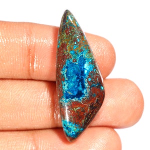 Tempting Top Quality 100% Natural Shattuckite Fancy Shape Cabochon Loose Gemstone For Making Jewelry 36.70 Ct 39X14X7 MM RJ-1063