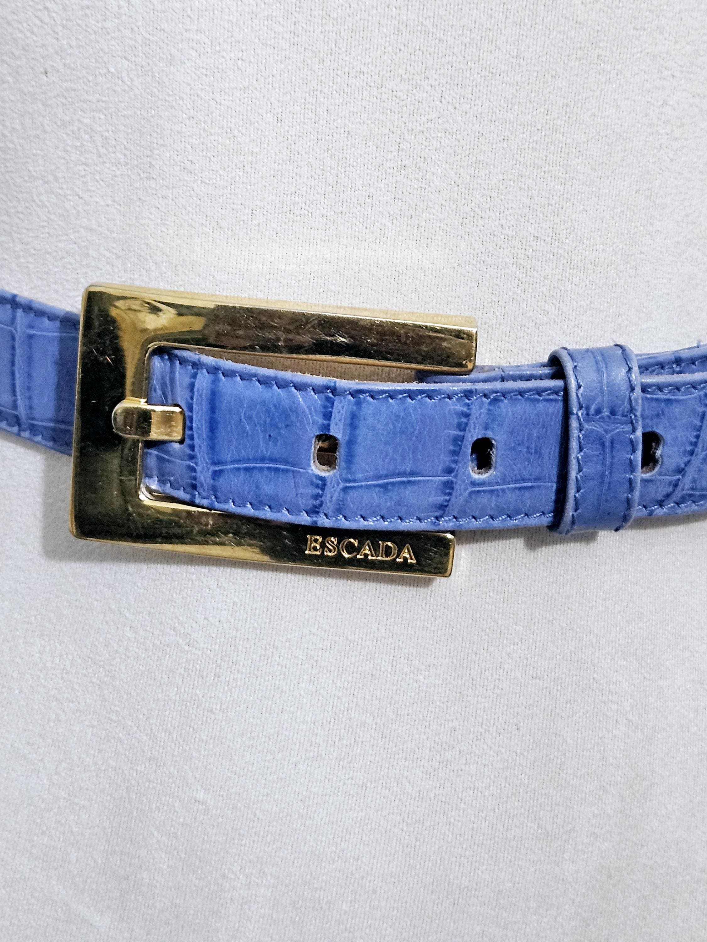 Vintage Y2K Blue Escada Gold Buckle Belt - Etsy