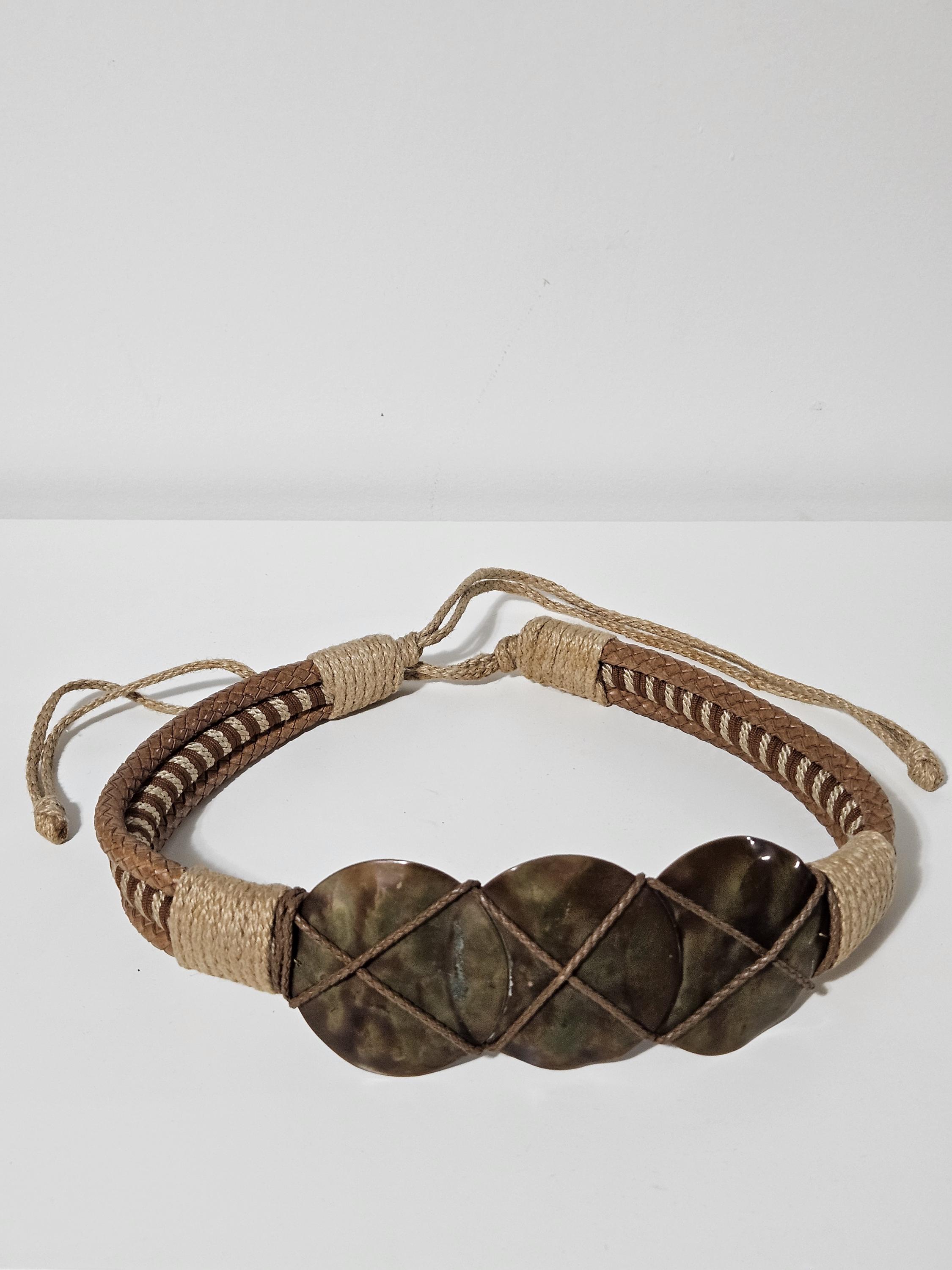 Vintage 1980s Graziano Gold Bronze Braided Rope Statement  display picture 1