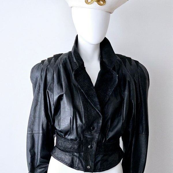 Vintage Cuir Classique I.O.U. Cropped Leather Jacket