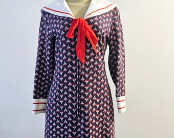 1970s Pantel Sailot Print Dress