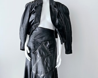 1980s Leather Trumpet Skirt