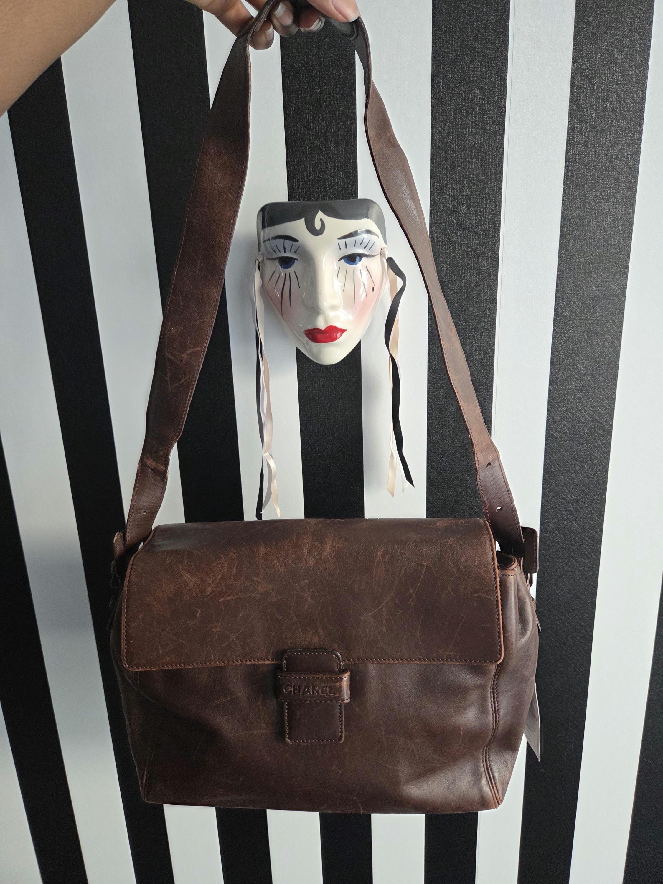 1997-1999 Chanel Brown Leather Shoulder Bag - Etsy