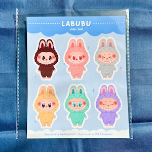 Niedliche & chaotische Labubu Sticker Bogen für Schreibwaren und Journale – Alle 6 Kreaturen