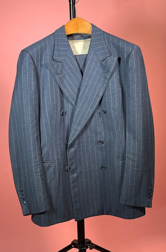 Vintage 1930s 1940s Wool Gangster Suit Air Force Blue… - Gem