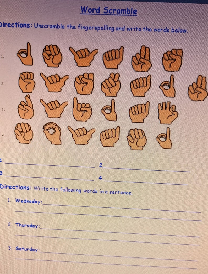 American Sign Language Days of the Week - Etsy