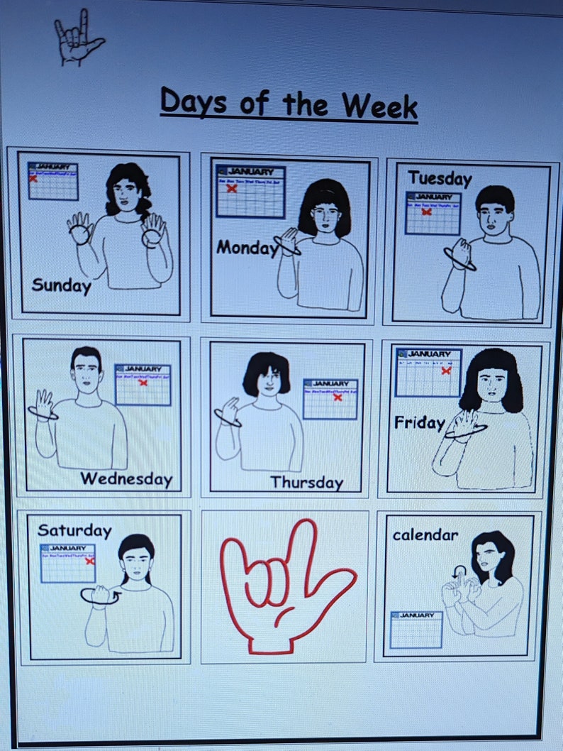 American Sign Language Days of the Week - Etsy