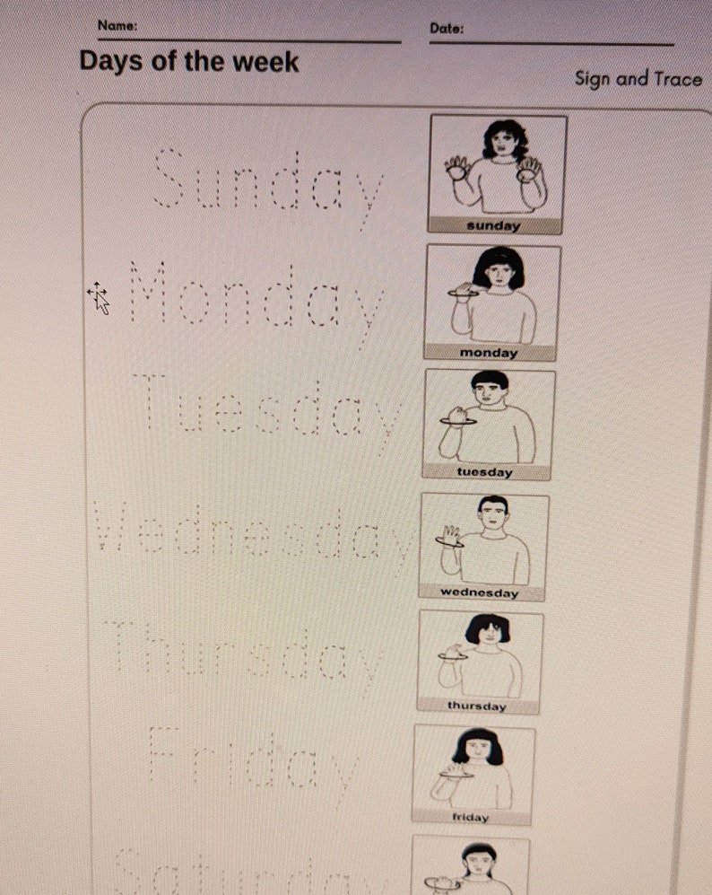 American Sign Language Days of the Week - Etsy