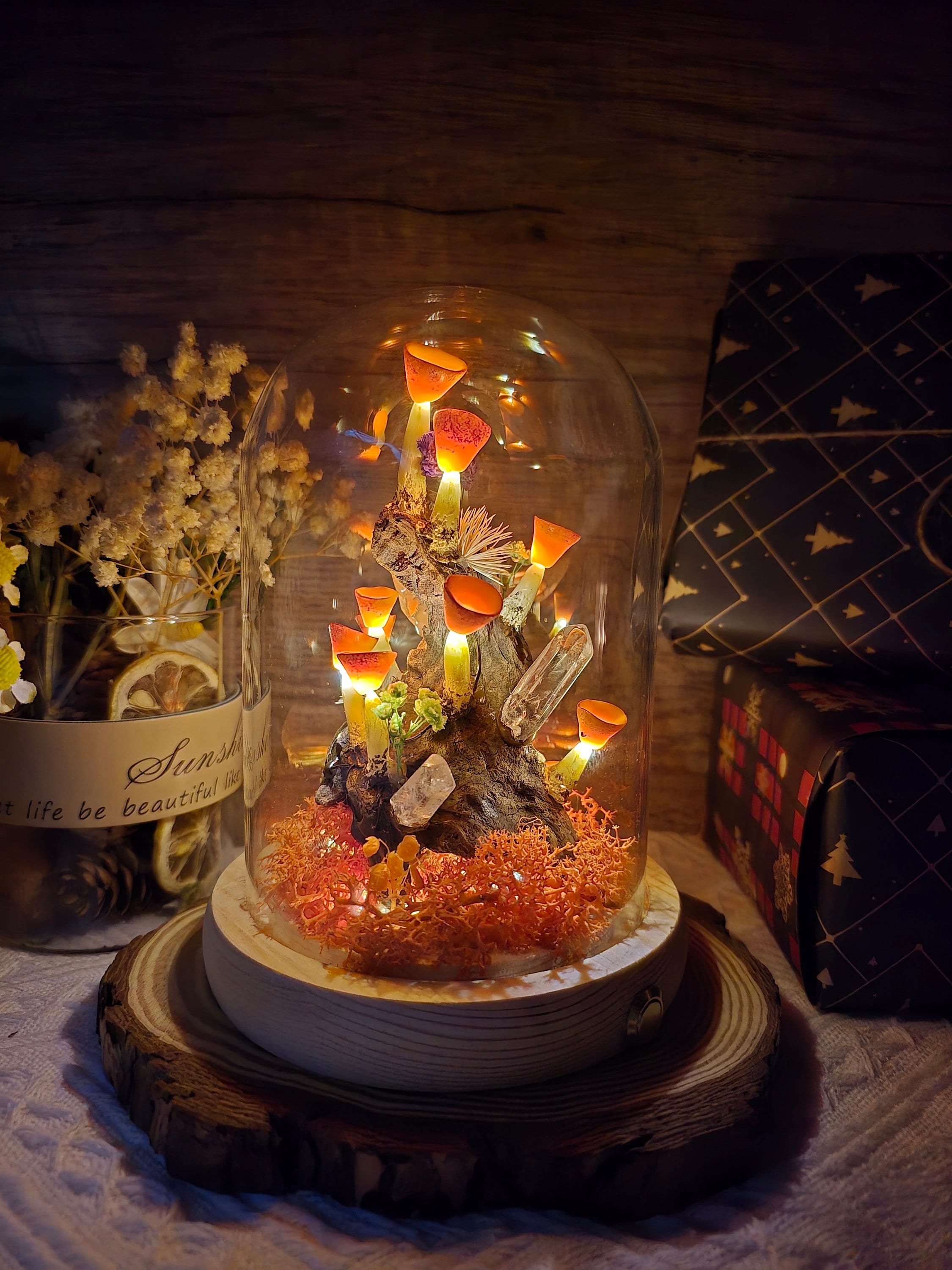 Handmade Magical Glowing Mushroom Night Light Nature lover gift Unique Birthday Gift Birthday gift for her