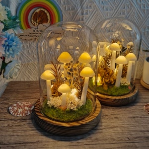 Handmade Dried Flower Mushroom Lamp White Mushroom Lamp Housewarming Gifts Best Friend Gift Christmas Gift Table Lamps For Bedroom