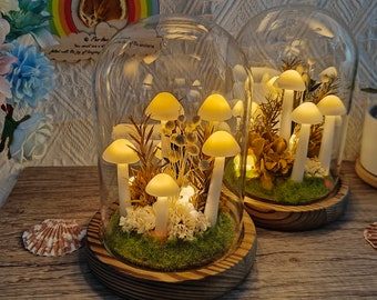 Handgemaakte gedroogde bloem paddestoellamp witte paddestoellamp Inwijdingsfeestgeschenken beste vriend cadeau kerstcadeau tafellampen voor slaapkamer