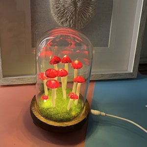 Handmade Red Mushroom Lights Brown Antique Base country style lamps unique lamps anniversary gift image 3