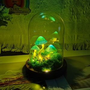 Cozy Glow Mushroom Art Decor Mushroom Lamp Blue Mushroom Lamp Handmade Gift Unique Gift Christmas gift Birthday Gift