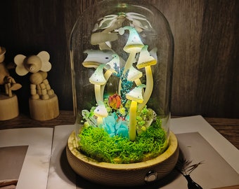 Handmade Mushroom Night Light Cute mushroom lamp with crystals Unique Gifts for Home Decor