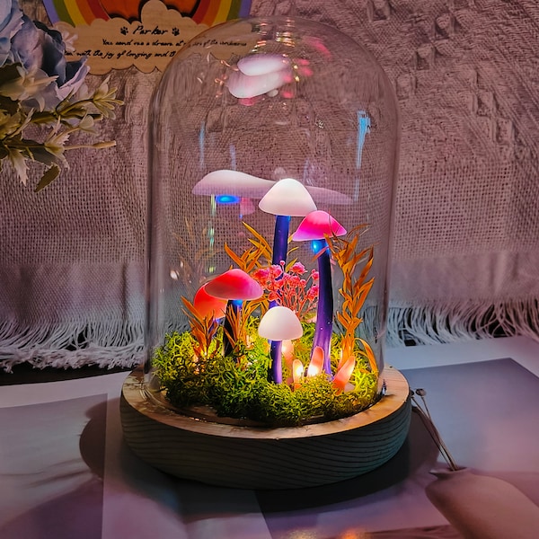 Handgemaakte gedroogde bloem paddestoellamp Fairy nachtlampje Unieke geschenken Denk aan je cadeaucadeaus voor haar