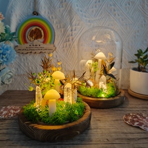 Handmade Crystal Mushroom Lamp Dried Flower Mushroom Lamp Cute Room Decor Anniversary Gift Gift Lights