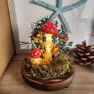 Handmade red poisonous mushroom lamp Vintage mushroom lamp Mother&#39;s Day Gift Bedroom fairy lights Gift Lights