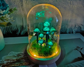 Whimsical Forest Mushroom Night Light Green Mushrooms Lámpara de setas pintada a mano Regalo para mamá Regalo para novio Regalos de Navidad