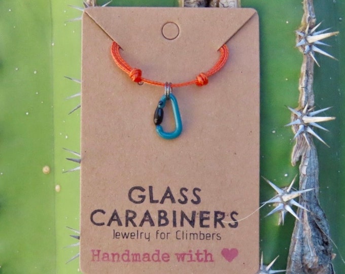 Teal Necklace | Climbing Gift | Glass Carabiner