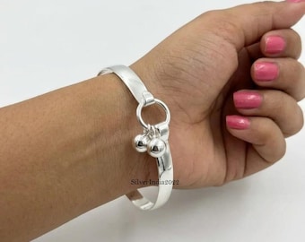 Handmade 925 Sterling Silver Bangle: Thick West Indian Boho Bracelet