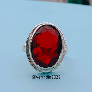 Red Garnet Sterling Silver Ring: Handmade Women&#39;s Jewelry