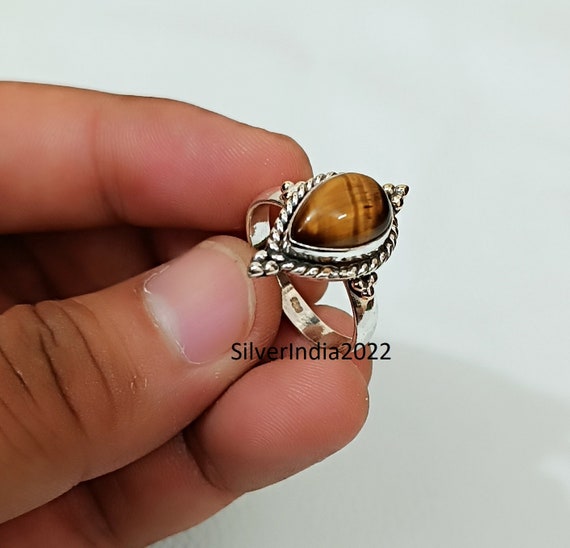 Anelli di lusso di pietra principale occhio di tigre occhio di tigre | Acquisti Online su