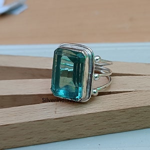 Handmade Aquamarine Ring: 925 Sterling Silver Band, Gemstone Promise Ring