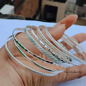 Hammered Sterling Silver Bangle Set - Handmade 7 Day Stacking Bangles