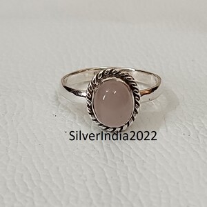 Handmade Rose Quartz Ring: Sterling Silver Band, Meditation Jewelry