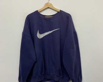 Nike Sweatshirt Vintage Nike Big Swoosh Printed Crewneck Sweatshirt Size L