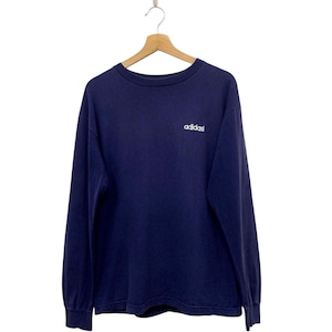 Vintage 90s Adidas Navy Blue Long Sleeve T-Shirt Size Medium Made in Usa