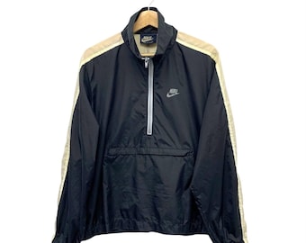 Vintage 80s Nike Packable Half Zip Windbreaker Jacket Size Medium Distressed Made in USA