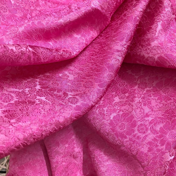 PURE MULBERRY SILK fabric by the yard - Chrysanthemum pattern - Pink silk - Handmade silk - Organic fiber - Gift for her - Silk for clothes