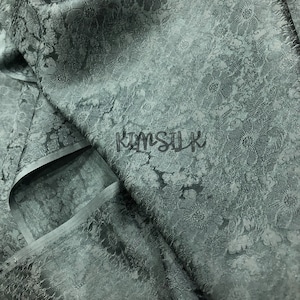 PURE MULBERRY SILK fabric by the yard - Stone color with floral pattern silk - Natural fiber - Dress making - Gift for her - Silk for Sewing
