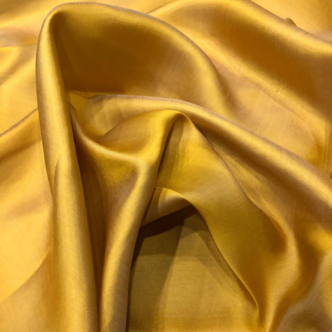 MULBERRY SILK SATIN Fabric by the Yard Gold Silk Fabric Handmade Silk