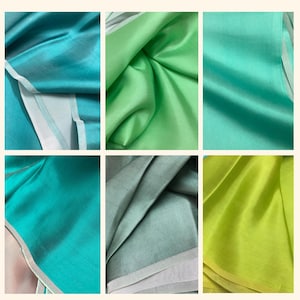 PURE MULBERRY SILK fabric by the yard - Blue, green satin - Handmade silk - Natural fiber - Dress making - Gift for her - Silk for sewing