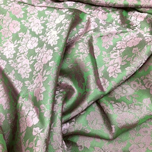 PURE MULBERRY SILK fabric by the yard - Pink Rose pattern - Handmade silk - Natural fiber - Dress making - Gift for women - Silk for sewing
