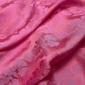 PURE MULBERRY SILK fabric by the yard - Pink floral silk - Handmade silk - Organic fiber - Gift for women - Silk for sewing - Fabric silk