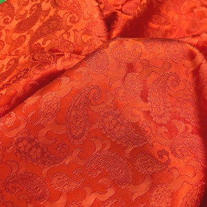 PURE MULBERRY SILK fabric by the yard - Orange silk with pattern fabric - Handmade silk - Organic fiber - Gift for women - Silk for sewing
