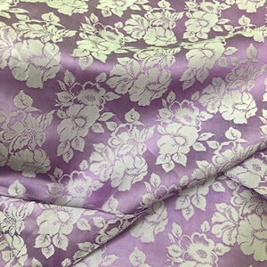 PURE MULBERRY SILK fabric by the yard - Purple silk with floral pattern - Handmade silk - Sewing clothes - Dress making - Gift for women
