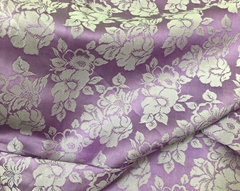 FLORAL SILK fabric by the yard - Purple silk with floral pattern - Handmade silk - Sewing clothes - Dress making - Gift for women