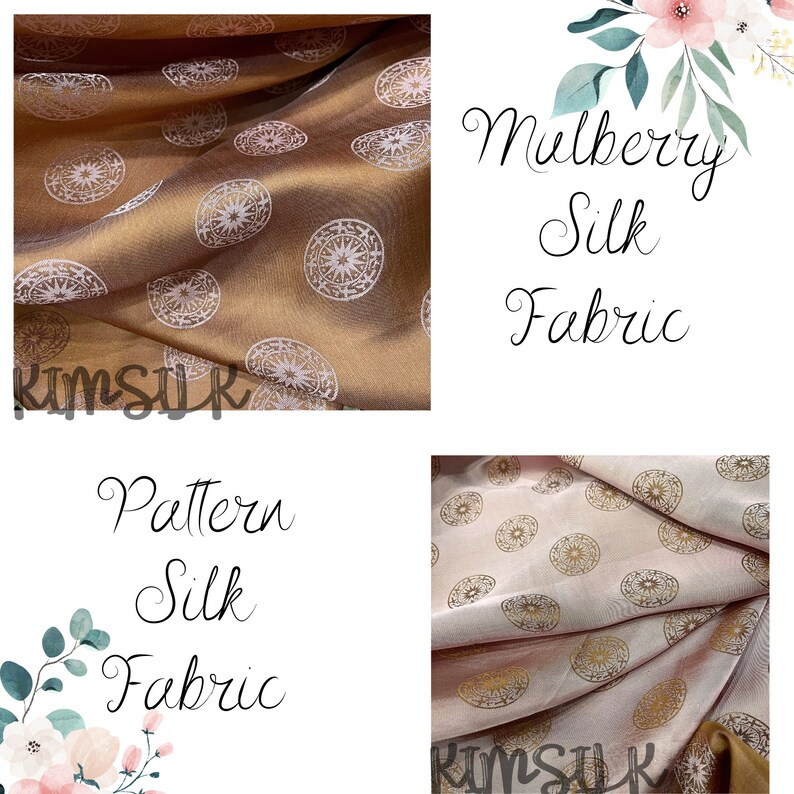 PURE MULBERRY SILK Fabric by the Yard Pattern Silk Fabric Etsy