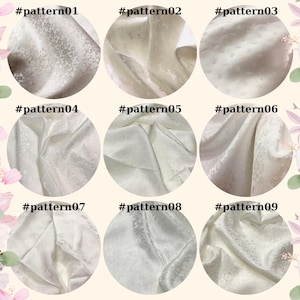 PURE MULBERRY SILK fabric by the yard - White silk with floral pattern - Handmade silk fabric - Natural fiber - Dress making - Gift for her